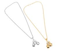 Yardwe Collier Ras-du-cou Punk en Métal, Pendentif Moufles de Boxe 2 Pcs Argenté et Doré, Accessoire Unisexe pour Femme et Homme, Bijou Fitness et Sport, Présent Anniversaire