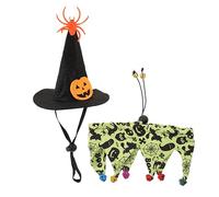 Yardwe Costume Halloween Chat Déguisement avec Chapeau et Collier Réglable pour Animaux Accessoire Cosplay Cat Collar Witch Hat pour et Photos