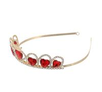 Yardwe Couronne Diadème Cœur Mariage Bijou Cheveux Femme Acrylique Rouge 5.71X4.72In Accessoire Coiffure Élégante pour Anniversaire et Cérémonie