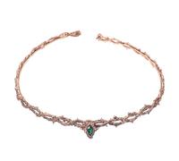 Yardwe Couronne Médiévale Gothique Ajustable en Alliage Pierres Vert Émeraude et Épines Diadème Rétro pour Soirée Costumée Bal Masqué et Mariage Accessoire Cheveux Élégant Classique