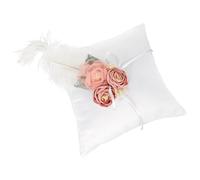 Yardwe Coussin Rond à Fleurs Blanc pour Alliances en Tissu, Protège Les Bagues de Mariage, Facile à Ranger, Design Délicat pour Couple de Mariés, Décoration de Cérémonie