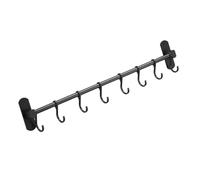 Yardwe Crochet pour Ustensiles Cuisine 50cm en Aluminium Spatial, 8 Crochets Mobiles, Montage sans Perçage, Support Mural Imperméable, Adapté Cuisine et Salle de Bain
