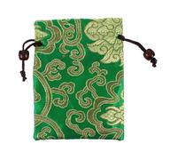 Yardwe de rangement pour bol chantant voyages poche accessoire Organisateur de voyage de bijoux tissu porte-monnaie en soie chinoise sachets bijoux sacs cordon Green