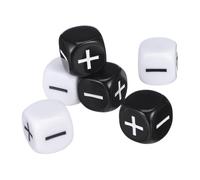 Yardwe Dés en Plastique Noir et Blanc Jeu de Dés Facile à Lire Lot de 6 Signes Plus et Moins pour Garçon et Filles, pour Fêtes et Bars