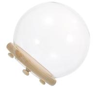 Yardwe Dôme en Verre à Fleurs 10 Cm Couvercle Transparent et Base Lumineuse en Bois, Décoration Artisanale de Table pour Micro-paysages, Objet Décoratif Intérieur pour Bureau et Maison