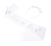Yardwe Écharpe de Future Maman Blanche en Tissu Couronne en Strass et Serrage-tête en Métal pour Célébration Baby Shower et Séance Photo