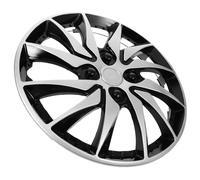 Yardwe Enjoliveur de Moyeu 14 Pouces 2 Couleurs Argenté et Noir pour Voiture Cache-Moyeux Décoratif 14 Pouces Enjoliveurs Automobiles pour Relooking Extérieur