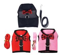 Yardwe Ensemble de 3 Harnais de Promenade pour Petits Animaux - Gilet en Maille Douce avec Sangle de Poitrine pour Lapin, Chiot, écureuil et Hamster - Harnais Confortable et Respirant avec Laisse