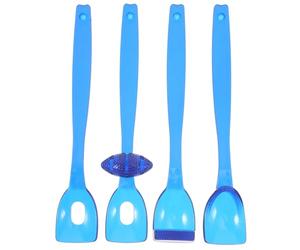 Yardwe Ensemble de 4 Cuillères Bleues en Pp pour Exercice Moteur Oral, Outil D'orthophonie pour Garçon et Filles, Stimulation Sensorielle Sensibilité Alimentaire en Thérapie Parole