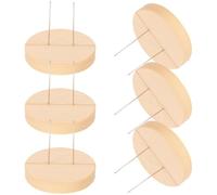 Yardwe Ensemble de 6 Supports pour Poupées en Feutre à Aiguille Socle Rond en Bois 5 CM X 1 CM Porte-Poupée en Feutre Polyvalent pour Exposition et Présentation D’Animaux et Figurines