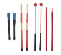 Yardwe Ensemble de baguettes de batterie : sac de rangement portable avec baguettes, brosses en nylon, maillet antidérapant rouge, brosse de batterie en nylon bleu pour percussions
