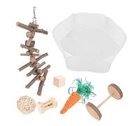 Yardwe Ensemble de Clôtures en Bois Naturel pour Petits Animaux 7 Pièces Jouets Molaires Parc Interactif Facile à Colorier