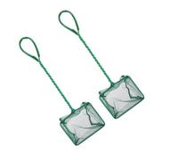 Yardwe Épuisette à Long Manche pour Aquarium, Filet Carré Vert 2 Pièces | Maillage Fin, Poignée en Plastique Légère, Capture Précise des Poissons, Usage Bassin et Bac