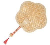 Yardwe Éventail à Main Tissé en Paille Naturelle Beige, Design Léger et Résistant pour Rafraîchissement, pour Décoration de Fête la Plage Style Aléatoire