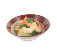 Yardwe Factice pour Décoration de Restaurant et Accessoires Photo Simulacre Réaliste de Brocoli Sauté Aux Crevettes à Ail pour Vitrines et Cinéma