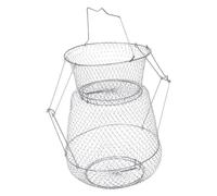 Yardwe Filet de Pliable Acier Inoxydable Panier Robuste et Portable avec Fond Plat pour Capture Facile des Poissons et Crabes