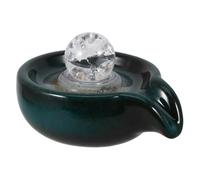 Yardwe Fontaine Cascade Décorative en Céramique pour Jardin et Intérieur, Sortie d'eau Boule Cristal Vert Paon, Accessoire de Fontaine Extérieure, Système de Circulation d'eau Fluide