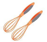 Yardwe Fouet de Cuisine en Silicone 2 Pièces Fil Batteur À Oeufs Manuel Crème Pâte Ballon Fouet pour Le Mélange en Fouettant en Remuant Et Mousser (Orange)