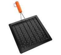 Yardwe Grille Barbecue Pliable pour Poisson, Acier Inoxydable, Manche Bois | Grille Perforée Noire, Usage Cuisson Extérieure et Four, Résistante Chaleur, Transport Facile