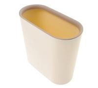 Yardwe Grosse Poubelle sans Couvercle en Plastique Beige, Design Fin et Élégant, Facile à Nettoyer, S’adapte Parfaitement aux Espaces Étroits pour Bureau et Salon