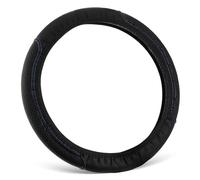 Yardwe Housse de Volant en Cuir Synthétique Antidérapante, Texture 3D Embossée, Taille, Couleur Noir et Bleu, Couvre-Volant Extensible pour Voiture, Accessoire Intérieur Solide