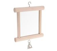 Yardwe Jouet de Balançoire en Bois Jouet de Cloche Miroir D'oiseau Jouets d'oiseaux Miroir de Balançoire Double Face Sûr Bois Naturel Amusant