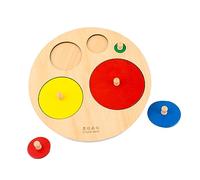 Yardwe Jouet Éducatif Précoce Puzzle de Formes Géométriques pour Tout-Petits, Planche D'appui Ronde en Bois 6 Pièces, Développement Motricité Fine et Cognition, Jeu D'encarts pour Garçon