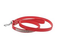 Yardwe Laisse pour Chien et Chat en PU Confortable avec Pierres Brillantes, Laisse Ronde Rouge pour Promenades Quotidiennes et Activités en Jardin