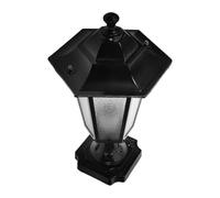Yardwe Lampadaire Extérieur Pilier Lumineux Hexagonal Petite Taille Noir sans Ampoule, Luminaire Étanche en Verre et Métal pour Jardin, Terrasse, Éclairage Décoratif de Portail, Lampe