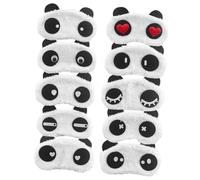 Yardwe Lot de 10 Masques de Sommeil pour Femmes et Filles Cache-Œil Panda Mignon en Tissu Pelucheux Doux Ajustable et Confortable pour Dormir Sieste et Voyage