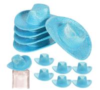 Yardwe Lot de 12 Mini Chapeaux De Cowboy Mini Chapeaux De Cowboy Western Western De Cowgirl Fournitures De Fête Bleu
