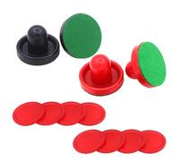 Yardwe Lot de 16 Accessoires de Hockey sur Air 96 MM Poussoirs Rouges et Bleu Foncé 8 Palets de Remplacement et 4 Chiffons Ensemble Complet pour Table de Hockey Air Fournitures