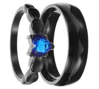 Yardwe Lot de 2 Bagues en Acier Inoxydable Noir et Titane pour Couples Bague Femme Zircon Bleu Tailles 5 à 10 Finition Brillante Tailles 5 à 14 Alliances Hypoallergéniques pour Cadeaux