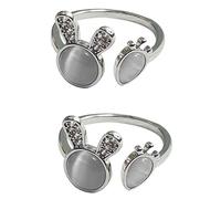 Yardwe Lot De 2 Bagues Réglables En Alliage Pierre Œil De Chat, Motif Lapin Et Carotte, Bijoux Pour Femmes Et Adolescentes, Anneau Ouvert, Accessoire Léger Fête Et Quotidien