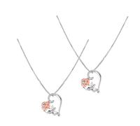 Yardwe Lot de 2 Colliers Pendentifs Cœur en Alliage avec Pierres Brillantes et Pendentif Rose Bijoux pour Femmes Présent Romantique Saint-Valentin Collier de Roses Élégant pour Usage