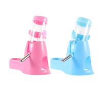 Yardwe Lot de 2 Distributeurs d'eau Automatiques pour Petits Animaux avec Support, Bouteilles de 80 ML en Plastique, Porte-biberon pour Hamster, Lapin et Chinchilla, Abreuvoir Suspendu
