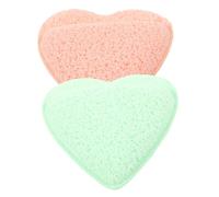 Yardwe Lot De 2 Éponges Exfoliantes Visage En Formes Cœur Orange Et Vert Éponges Nettoyantes Réutilisables Douces Pour Nettoyage Et Démaquillage Du Visage Quotidiens Pour Peau Sensible