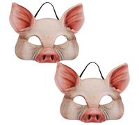 Yardwe Lot De 2 Masques De Cochon Pour Halloween Demi-Visage En Eva Accessoires De Déguisement Pour Fête Masquée Festival Cosplay (Rose)