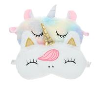 Yardwe Lot de 2 Masques de Sommeil Licorne Peluche pour Femmes, Blocage Lumière, Doux et Moelleux, Confortable, Blanc à Corne Dorée et Multicolore, pour Dormir Paisiblement