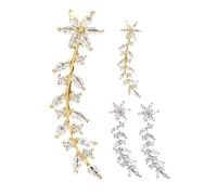 Yardwe Lot de 2 Paires Boucles D’oreilles Grimpantes Fleuries Étincelantes Blanc et Or, Bijoux de Mariage Femmes, Accessoires Élégants pour Cérémonie et Soirée
