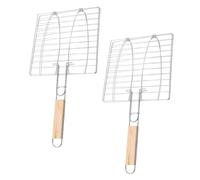 Yardwe Lot De 2 Paniers à Poisson Grillé en Métal Poignées Anti-brûlure pour Barbecue Extérieur, pour Grillades De Viande Et Camping, Outil Pratique De Grillade en Acier Robuste