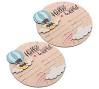 Yardwe Lot de 2 Panneaux de Naissance en Bois Massif « Bonjour le Monde » Bleu Clair, Accessoires Photo Mensuels pour Bébé, Souvenir du Premier Jour et Suivi de Croissance, Décoration