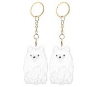 Yardwe Lot de 2 Porte-clés en : Poméranie, Collection de Poils, Animaux de Compagnie, Barbe, Moustaches, Bouteille commémorative, Capsules de Collection en Plastique Transparent, Porte-clés pour