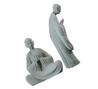 Yardwe Lot De 2 Statues De Moine pour Jardin Petite Figurine De Moine Sculpture De Jardin Japonaise Décoration Zen