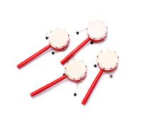 Yardwe Lot de 2 Tambours à Secouer pour Bébé en Peau de Mouton 7 Cm Rouge, Jouets Traditionnels Chinois Éducatifs en Bois, Stimulateur Auditif et Coordination Motrice pour Tout-petits