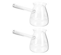 Yardwe Lot de 2 Théières Transparentes en Verre 450ml Poignée Latérale, Résistantes la Chaleur, Design Élégant et Forme Simple pour Maison ou Bureau Style Aléatoire