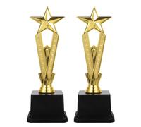 Yardwe Lot de 2 trophées Étoile d'or - Trophée de compétition pour Enfants scolarisés - Mini trophées en Plastique pour cérémonies Sportives, Danse, Chant et Cheerleading