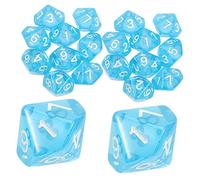 Yardwe Lot de 20 Dés en Acrylique Transparent à 10 Faces pour Jeux de Rôle Éducatifs 0-9 Accessoire de Classe Jeux de Mathématiques Amusants