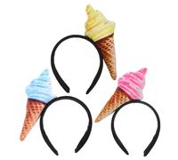 Yardwe Lot de 3 bandeaux spa en forme de cornet de glace | Bandeau mignon et antidérapant pour femmes et filles, idéal pour le lavage du visage, les soins de la peau, le maquillage, le cosplay et la