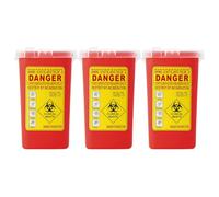 Yardwe Lot de 3 Conteneurs pour Objets Tranchants avec Couvercle Rabattable Petit Format Portable Rouge Poubelle Sécurisée pour Déchets Tranchants à Usage Unique Couleur Aléatoire
